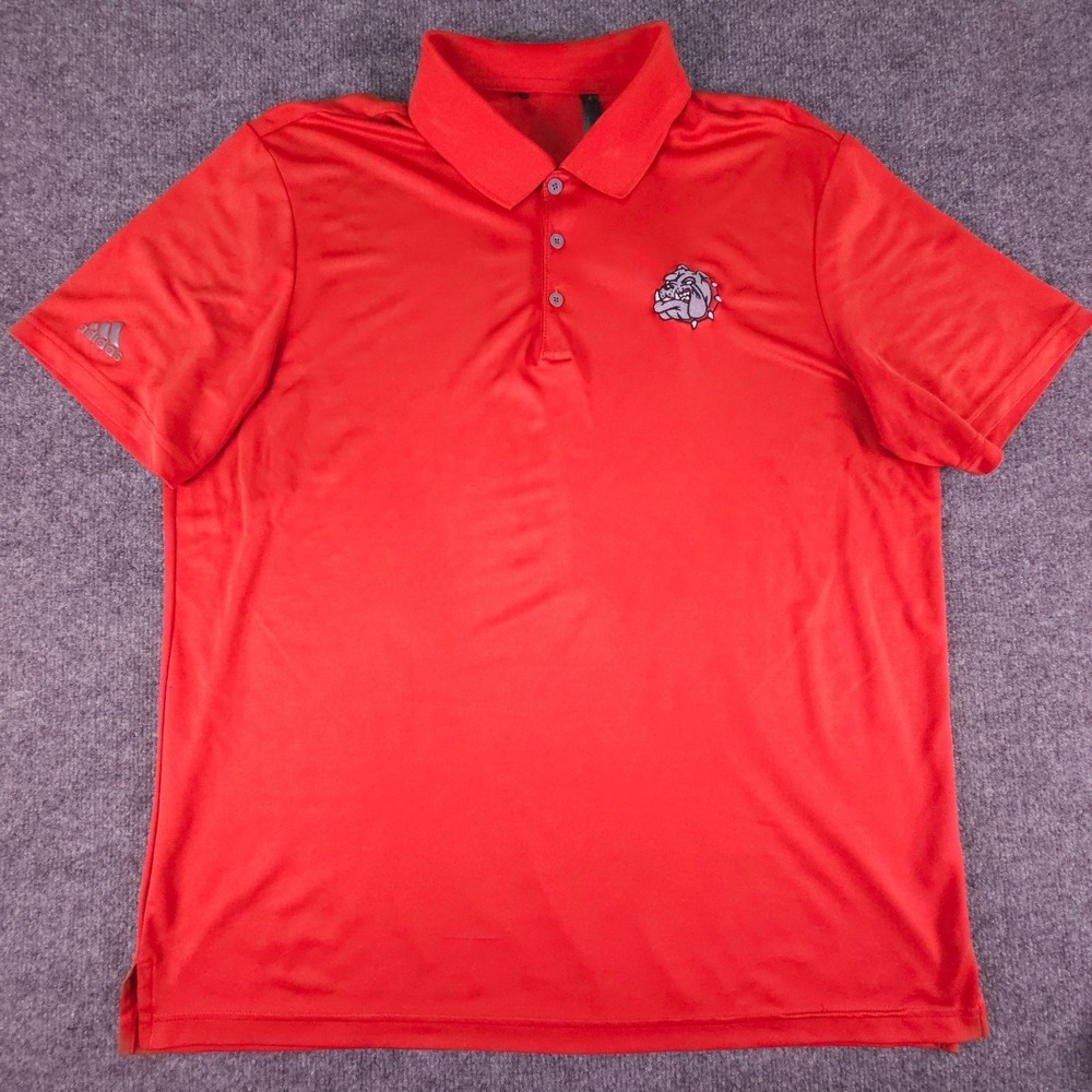 Bulldogs Polo Shirt Adidas Short Sleeve Red‎ Men's Size XL Activewear Outdoors